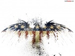 Aguila con la bandera de Estados Unidos