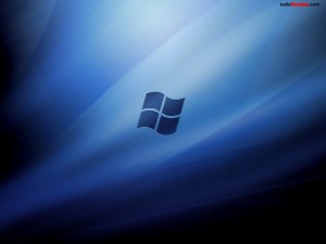 Postal: Windows Vista sobre fondo azul