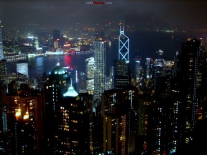 Postal: Hong Kong de noche