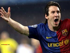 Postal: Leo Messi con la camiseta del Barça