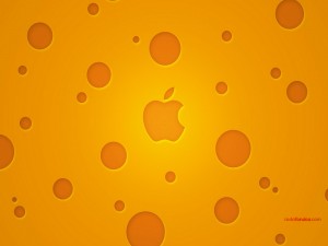 Postal: Logo de Apple dentro de un queso