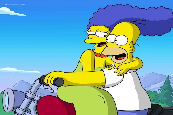 Homer y Marge Simpson en moto