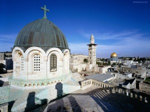 Postal: Vista sobre las azoteas de la Ciudad Vieja de Jerusalén
