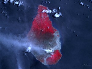 Postal: Vista satelital de una isla
