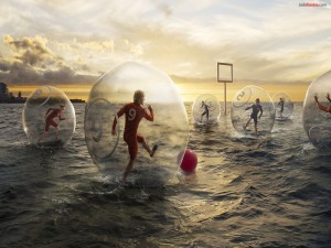 Postal: Fútbol acuático en el mar