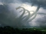 Hidra enfurecida bajo la tormenta