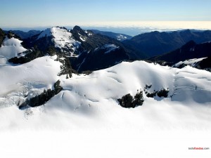 Postal: Montañas cubiertas de nieve