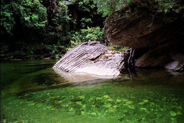 Río de aguas verdes
