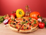 Pizza con queso y vegetales frescos