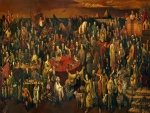 Pintura de gente famosa - Discutiendo la Divina Comedia con Dante