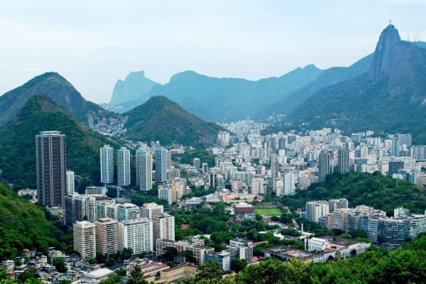 Vista de Botafogo y Corcovado en Río de Janeiro (Brasil)