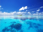 Una isla rodeada de aguas azules