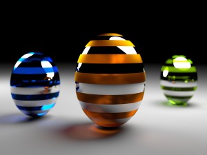 Esferas 3D con líneas de colores