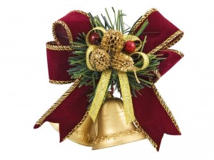 Postal: Decoración navideña con los conos de pino y acebo