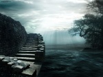 Escaleras de piedra junto al mar