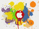 Logo de Apple entre salpicaduras de pintura