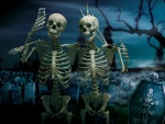 Esqueletos haciéndose una foto con el móvil