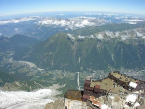 Postal: Aiguille du Midi (La Aguja del Mediodía), en el Macizo del Mont Blanc (Alpes Franceses)