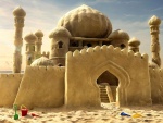 Un gran castillo de arena