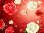 Estampado de rosas blancas y rojas