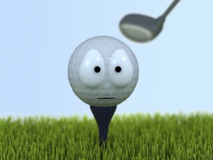Postal: Pelota de golf esperando el golpe