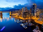 Noche en el puerto de Vancouver (Canadá)