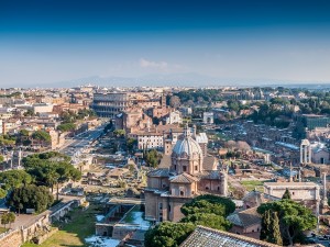 Postal: Vista de Roma y el Coliseo desde la Colina Capitolina