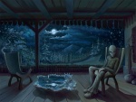 Un alien sentado en el porche