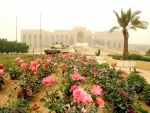 Tanque americano frente a un palacio de Saddam Hussein