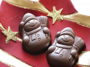 Postal: Muñecos de nieve de chocolate
