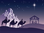 Los tres Reyes Magos camino del Portal de Belén para llevar regalos al niño Jesús