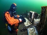 Trabajo de oficina en el fondo del mar