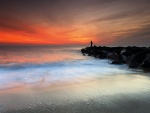 Un pescador solitario (Monmouth Beach, Nueva Jersey)