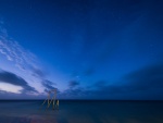 Cielo azul nocturno en la Isla Heron, cerca de la Gran Barrera de Coral (Queensland, Australia)