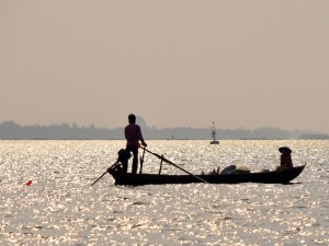 Postal: Barca en el río Mekong