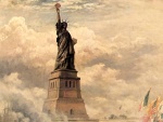 Inauguración de la Estatua de la Libertad Iluminando al Mundo (1886) de Edward Moran