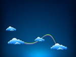 Un arco iris conectando las nubes