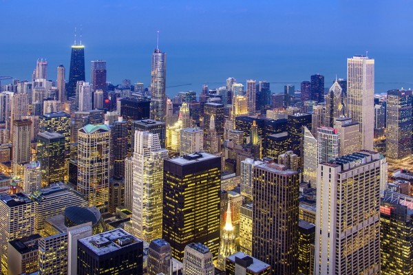 La ciudad de Chicago de noche