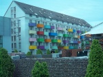 Coloridos balcones en la ciudad universitaria de Tubinga (Alemania)