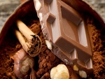 Chocolate con avellanas, cacao en polvo y canela
