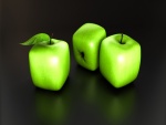 Manzanas verdes con forma de cubo (3D)