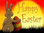 Conejo y huevo deseando una feliz Pascua