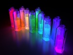 Frascos con líquidos fluorescentes