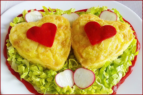 Dos corazones de tortilla española