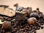 Chocolate, bombones y granos de café