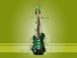 Postal: Guitarra verde