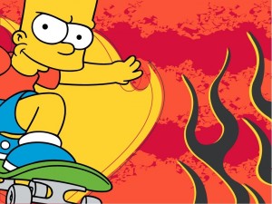 Postal: Bart Simpson en su monopatín