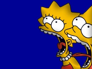 Postal: Lisa y Bart Simpson gritando
