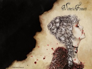 Postal: Dama Vampira, ilustración de Victoria Francés