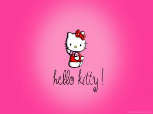 Hello Kitty en fondo rosa